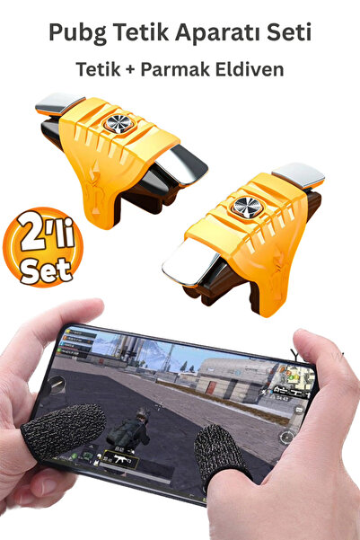 Etiget Pubg Tetik Aparatı, Pubg Oyun Konsolu & Parmak Eldiven Seti (SARI)
