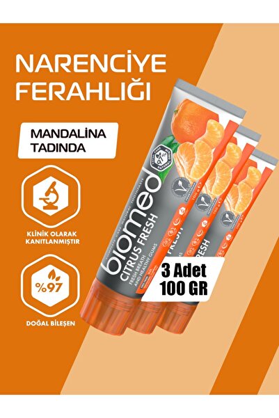 Biomed Citrus Fresh Diş Macunu Ağız Kokusu Etkili Narenciye Doğal Bitkisel Fl...