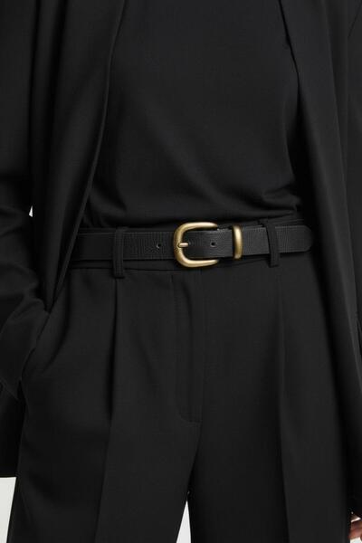 Gesa Kadın Antik Kaplama Tokalı Siyah Kemer