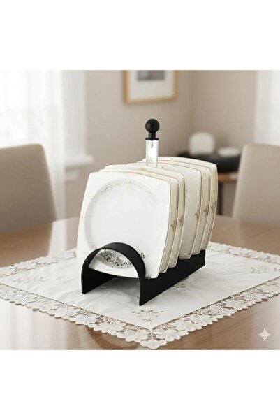 Dania A set of porcelain dishes with a black stand, 6 pieces