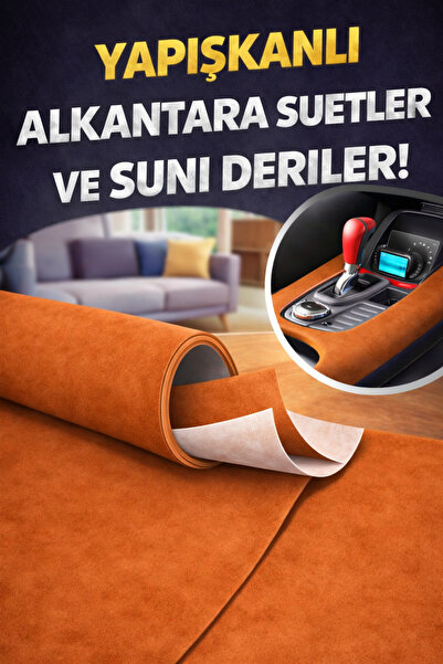 Bitacir Kendinden Yapışkanlı Alkantara Süet Suni Deri 100 X 150 - Kozmik Turuncu