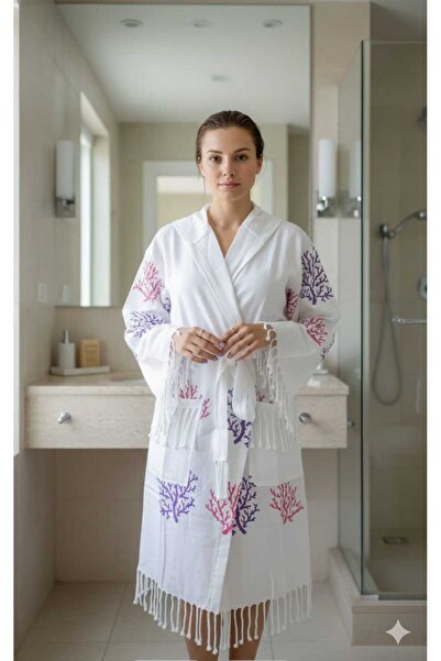 Nevin Acar البرقوق المرجان الفاخرة المطبوعة الخيزران Peshtemal البشكير