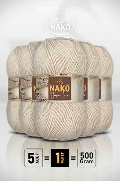NAKO Super Pearl - 6383 Mushroom Beige - 5-Pack - 100Gr/260M - Hand Knitting ...