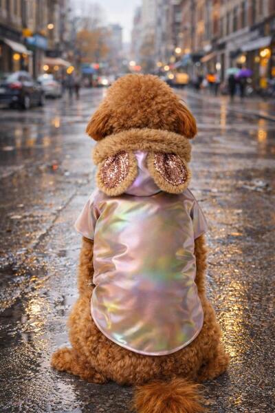 GedyCo Shiny Mocha Sequined Thick Plush Small Breed Dog Coat