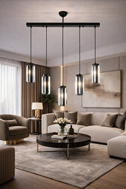 HubRom Πολυέλαιος, NATALI 7000-9040-5S-BLL, 70x80 cm, 5xE14 40W, Μαύρο