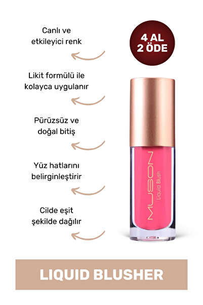Muson Yoğun Pigmentli Likit Allık Liquid Blusher Liçi Pembe