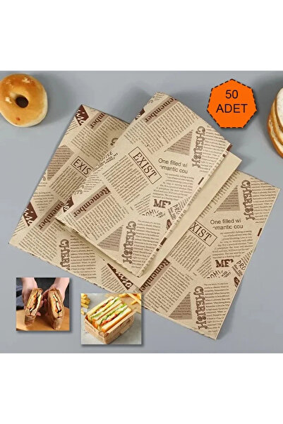 Yenimiyeni 50 Adet Desenli Yağlı Kağıt Vintage Gazete Sunum Kağıdı Servis Kağıdı