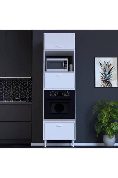 Modilayn AYAZ (60x217x56 cm) Boyutunda Ankastre 3 Kapaklı Mini/Midi Mikrodalg...