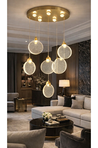 Fico Home Luxury Modern Sarkıt Altılı Power Led Avize Şık Görsellik Katar Gol...