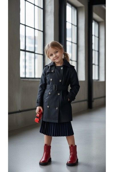 HÇ Hülya Çelik KİDSWEAR 2018 Детски тренчкот, черен