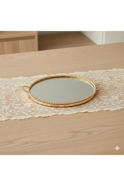 Dania تبسي معدن ذهبي مع أرضية مراية تصميم أنيق المقاس 30 سم