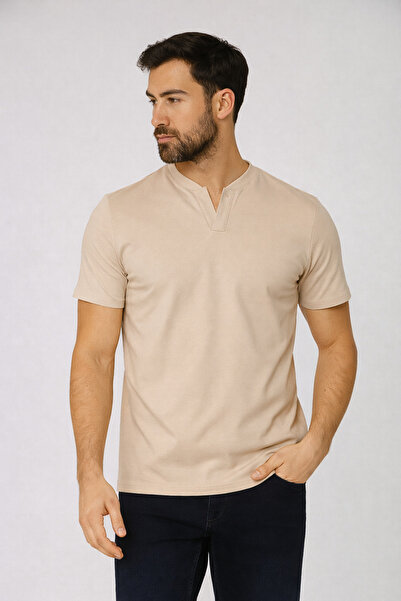 LACİVERTMEN 2124 Tricou Henley Detaliat basic Tricou casual