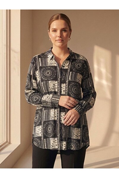 Hanezza Viscose Patterned Large Size Aegean Casual Shirt