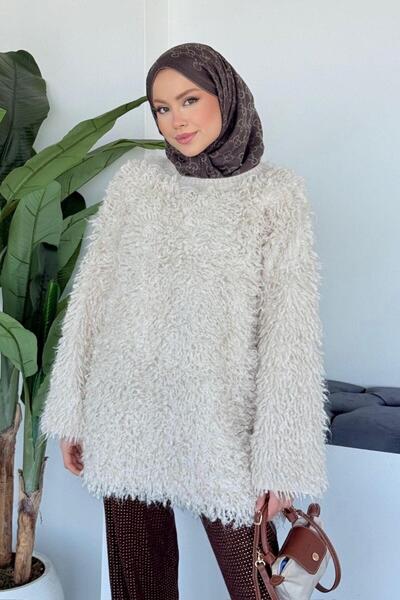 Şulemoda Giyim Furry Sweater Stone