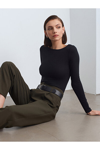 Dilvin 31332 Lodní výstřih s dlouhým rukávem, kulička-Černá