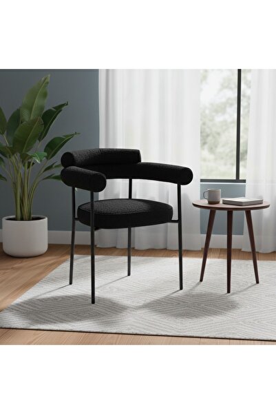 DEC4 Single round chair with distinctive bouclé fabric