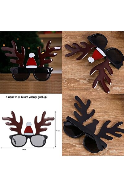 partidolu Geyik Boynuzu Şekilli Kukuletalı Camlı Yılbaşı Gözlüğü 1 Adet