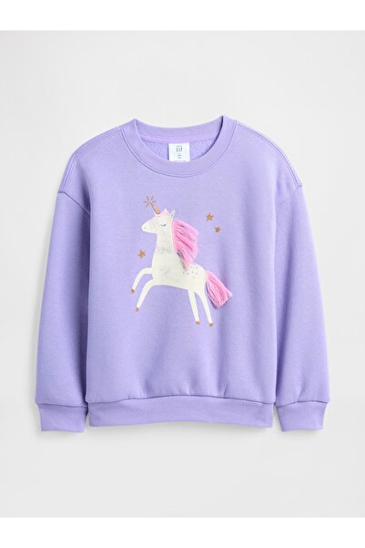 GAP Kız Bebek Lila Grafik Baskılı Sweatshirt