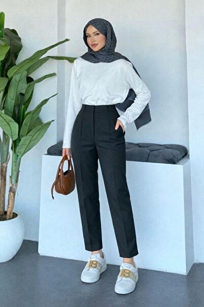 Şulemoda Giyim Pantaloni crepona cu morcovi negri