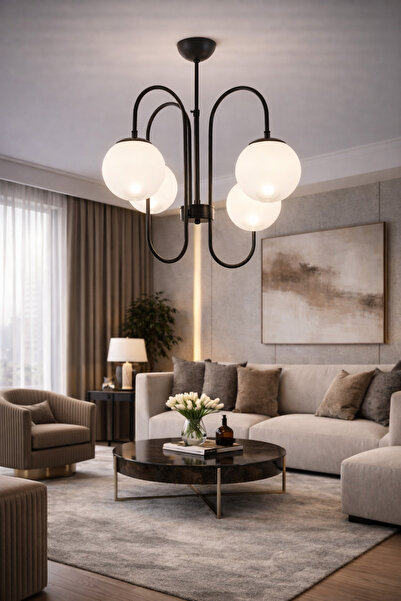 Apliqa Lustra HubRom, SOSA 3558-04-BL 60x56 cm 4xE27-60W Negru