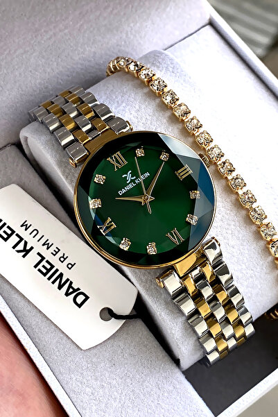 Daniel Klein %100 Orijinal Sevgililer Günü Sevgiliye Hediye Yeşil Kadranlı Ka...