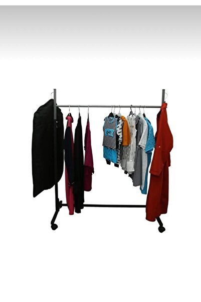Can Vista Home Tekerlekli Siyah Metal Konfeksiyon Kıyafet Askılık Portatif Eş...