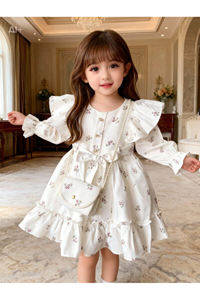 Lunas tekstil Rochie pufoasă cu geantă din țesătură de bumbac