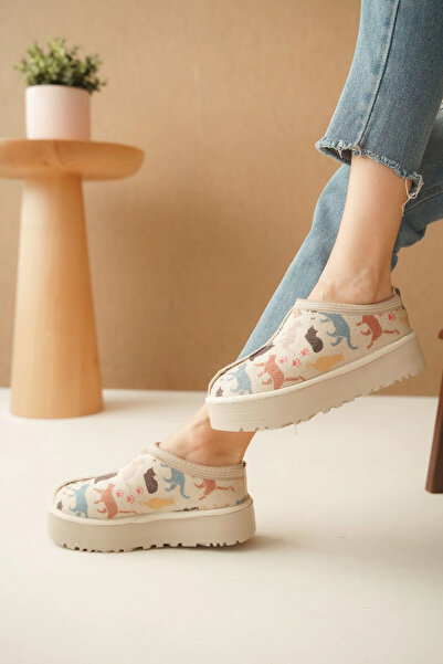 Lively Stylish أحذية شباشب منزلية فروي مقاومة للماء - نعل سميك مريح