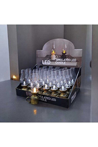 Party and Story فانوس رمضان مضيء على شكل لمبة جاز، 24 قطعة، مقاس 13.50*3.50 صغير