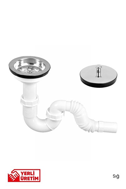 GGama S Tekli Çöpmak Sifonu Körüklü Sığ Taşmasız Lavabo Gideri