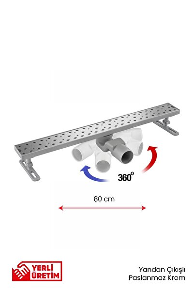 Gama 360° Dönerli Lineer Süzgeç - Yan Çıkışlı - Paslanmaz Krom - Seramik Uyumlu