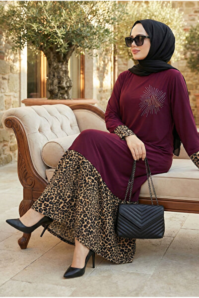 modamira Kadın Vişne Sandy Boydan Tarz Özel Tasarım Davet Düğün Anne Uzun Leo...