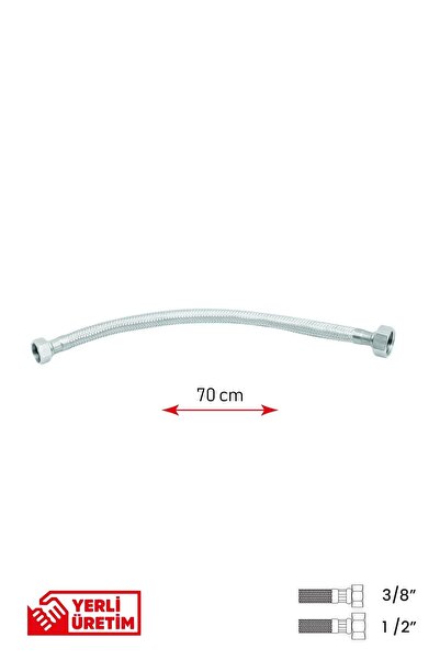 GGama Paslanmaz Çelik Flex Hortum 3/8 - 1/2 Batarya Ara Bağlantı Hortumu 70 cm