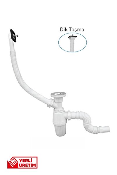 GGama Taslı Evye Sifonu Taşmalı Körüklü Derin Dik Taşma Koku Önleyicili