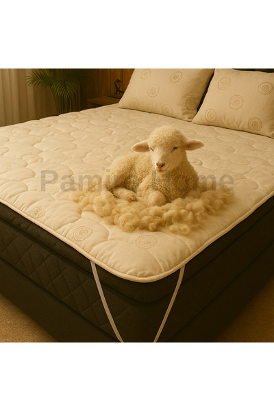 Pamira Home Merinos Kuzu Yünü Yatak Pedi, Yatak Koruyucu (%100 MERİNOS KUZU Y...