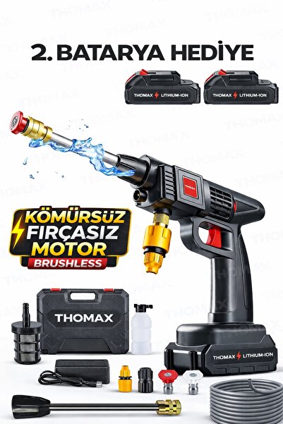 THOMAX Fırçasız Şarjlı Ve Yüksek Basınçlı Oto Yıkama Makinesi Ve Sulama Taban...
