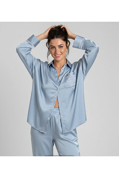 Serbella طقم بيجامة نيلي صباح الخير للسيدات