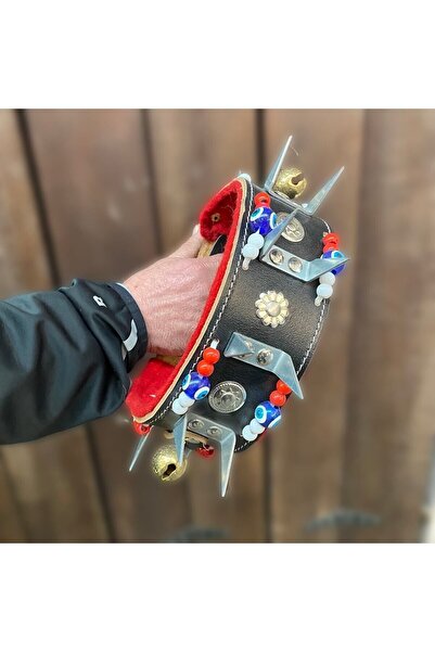 Sürmeli Tasma Geniş Kangal Çoban Köpek Tasması 2 Zilli Hakiki Manda Derisi