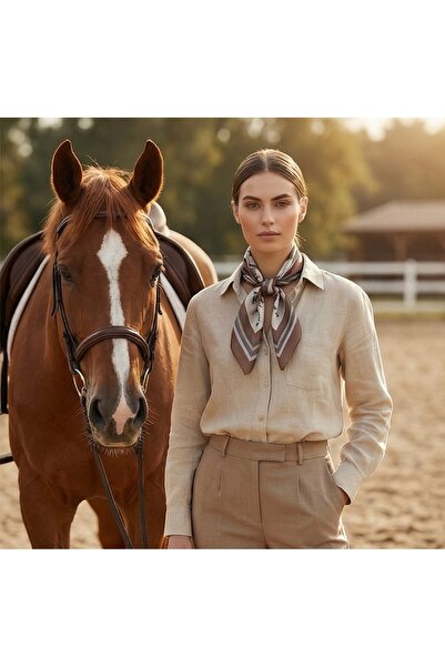 tuaipek TERRA BİNİCİ KAHVE Desen 70*70cm Bandana/Fular