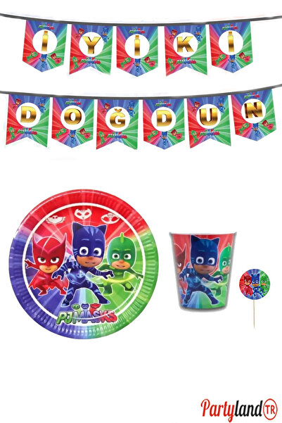 PartylandTR Pijamaskeliler Pj Mask 8 Kişilik Ekonomik Parti Seti