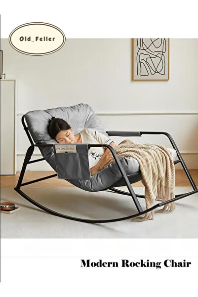 Old_Feller كرسي استرخاء هزاز مزدوج مع مساحة تخزين ووسادة - كرسي استرخاء داخلي...