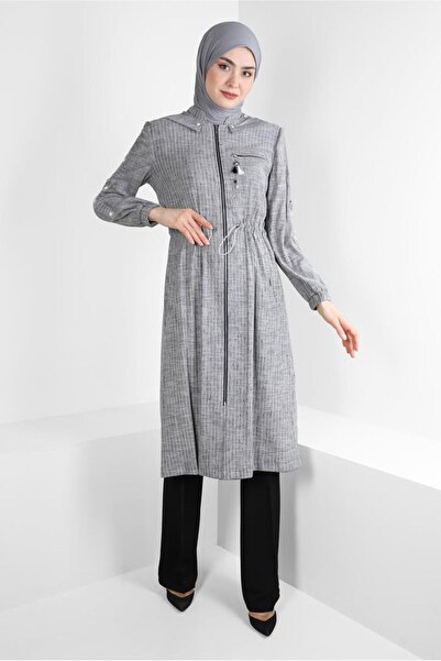 Alvina Знімний капюшон з смужками на тренчкоті 10767