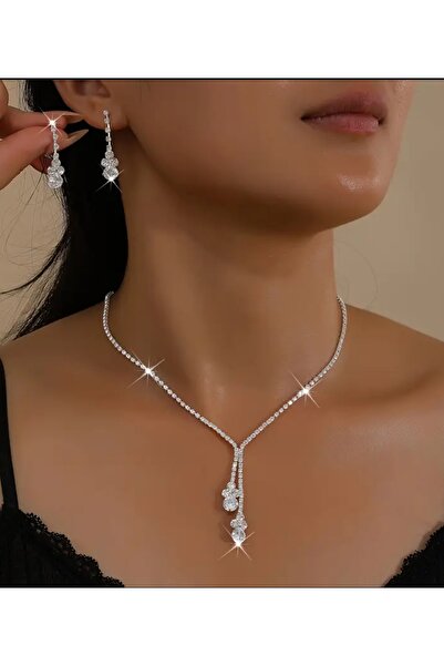 Mihra Aksesuar مجموعة أقراط قلادة