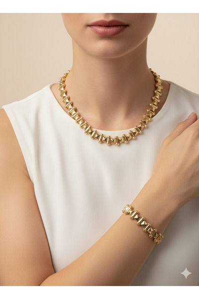 FA LORA TAKI Xuping Altın Kaplama Tasarım Set Bileklik Gerdanlık