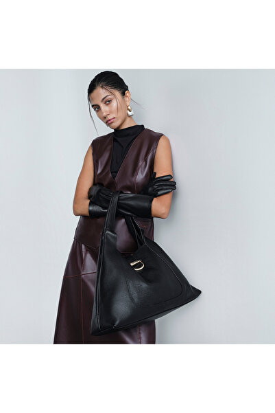 Desa Women's Black Wallet Leather Shoulder Bag with Accessories