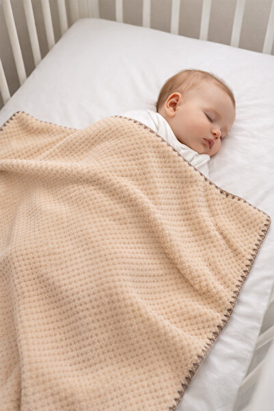 MAHFEL 100% Polar Jacquard Patterned 1St Class Baby & Kids Blanket Coffee