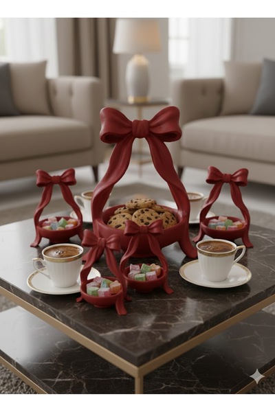 XOA Collection Red Charm Kahve Yanı Dekoratif Şekerlik & Lokumluk Sunum S