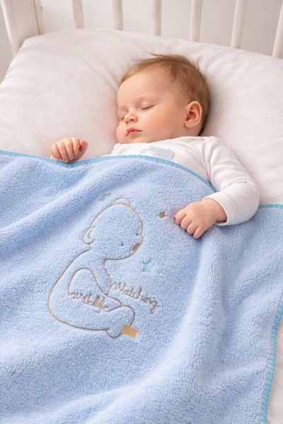 MAHFEL %100 Çift Kat Polar 1.Sınıf Bebek & Çocuk Battaniyesi Mavi