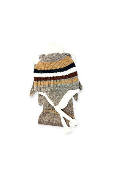 Mustran Комплект от 3 части с качулка, ръкавици и шал с уши, подплатен с кожа...