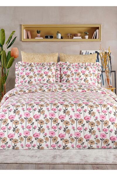 Uçkan home 100% Cotton Ruffled Double Bed Sheet Set